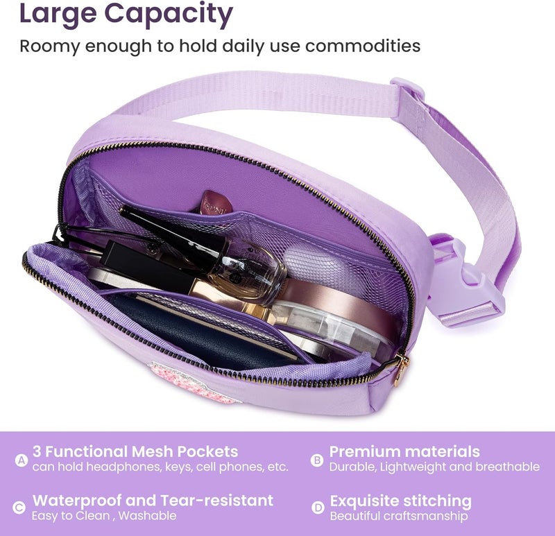 YQE Birthday Gifts for Girls, 4 5 6 7 8 9 10 11 12 13 14 Year Old Girl Gifts for Teens Kids Daughter Sister Her, Cute Initial Fanny Pack Belt Bag Crossbody Bag Trendy Stuff for Girls Teen (Lavender, A) - Image 3